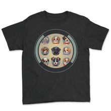 Load image into Gallery viewer, Dog Breeds Circle Pet Groomer Bow Bandana Stylish Gift T Shirt - Youth Tee - Black
