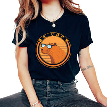 Load image into Gallery viewer, Capybara Shirt, Be Capy Cute Capybara Design Retro Tee, Funny Animal - Unisex T-Shirt - Black
