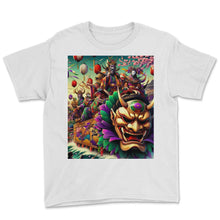 Load image into Gallery viewer, Kabuki Carnival Japanese Take on Mardi Gras T Shirt - Youth Tee - White
