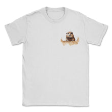 Load image into Gallery viewer, Shadow Seeker Humorous Groundhog Day Shadow Pocket Tee - Unisex T-Shirt - White
