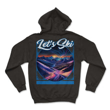 Load image into Gallery viewer, Let’s Ski Neon Night Skiing Electrified Elevations Glowing Groove - Hoodie - Black
