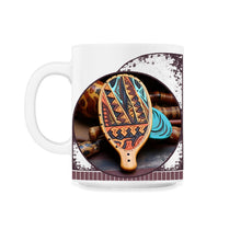 Load image into Gallery viewer, Tribal Patterns And Textures On Pickleball Paddles Tee - 11oz Mug - White

