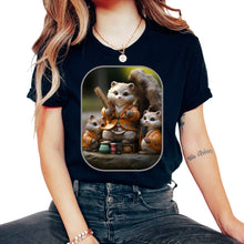 Load image into Gallery viewer, Tanuki &amp; Kittens Folklore Meets Cuteness T Shirt - Unisex T-Shirt - Black
