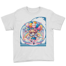 Load image into Gallery viewer, Kawaii Anime Girl's Magical Balloon Ride Up Up and Away Tee - Youth Tee - White
