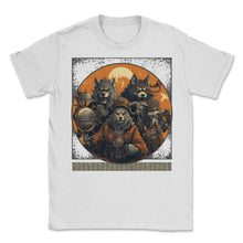 Load image into Gallery viewer, Steampunk Werewolf Tee, Clockwork Pumpkin Sweatshirt, Haunted Airship - Unisex T-Shirt - White

