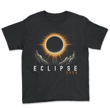 Load image into Gallery viewer, Eclipse 2024 Solar Eclipse T Shirt - Youth Tee - Black
