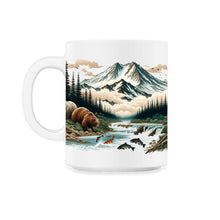 Load image into Gallery viewer, Wild Sumi e Japanese Art Style Alaska Katmai National Park T Shirt - 11oz Mug - White
