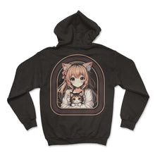 Load image into Gallery viewer, Anime Girl Holding A Cat With Cat Ears Kawaii Otaku Japanese Anime T - Hoodie - Black
