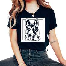 Load image into Gallery viewer, Shepherd Dog Shirt, Dog Silhouette Sitting German Shepherd Tee, Gift
