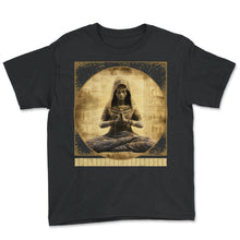 Load image into Gallery viewer, Meditating Mummy Yoga Halloween Tee - Youth Tee - Black
