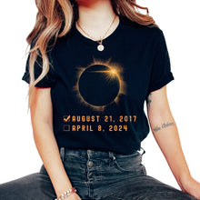 Load image into Gallery viewer, August 21 2017 April 8 2024 Eclipse T Shirt - Unisex T-Shirt - Black
