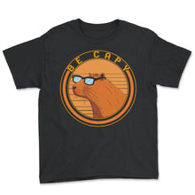 Load image into Gallery viewer, Capybara Shirt, Be Capy Cute Capybara Design Retro Tee, Funny Animal - Youth Tee - Black
