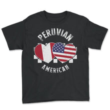 Load image into Gallery viewer, Dual Citizenship Shirt, Peruvian American Peru USA Flag Heart Tee,
