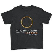 Load image into Gallery viewer, Total Solar Eclipse Seymour Indiana April 8 2024 Eclipse T Shirt - Youth Tee - Black
