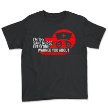 Load image into Gallery viewer, Nurse Shirt, I'm The Sane Nurse Everyone Warned You About Tee, Jail - Youth Tee - Black
