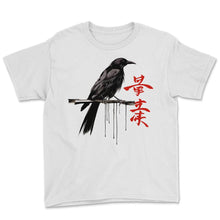 Load image into Gallery viewer, Shodo crow calligraphy artistry - Youth Tee - White
