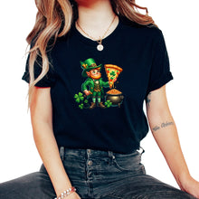 Load image into Gallery viewer, Lucky Pizza Leprechaun St - Unisex T-Shirt - Black

