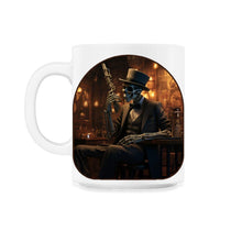 Load image into Gallery viewer, Jazz Club Skeleton Rock On Sax - 11oz Mug - White
