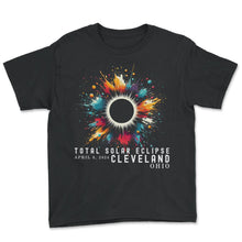 Load image into Gallery viewer, Total Solar Eclipse Cleveland Ohio April 8 2024 Eclipse T Shirt - Youth Tee - Black

