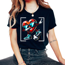 Load image into Gallery viewer, Heart Dabbing Football Soccer Cartoon Sunglasses Valentines Day T - Unisex T-Shirt - Black

