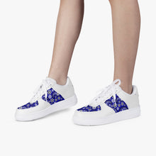 Load image into Gallery viewer, Blue Bandana Low-Top Leather Sports Sneakers
