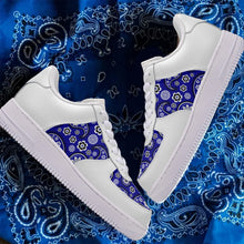 Load image into Gallery viewer, Blue Bandana Low-Top Leather Sports Sneakers
