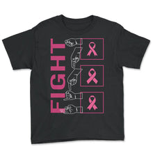 Load image into Gallery viewer, Breast Cancer Awareness Shirt, Fight Pink Ribbon Tee, Breast Cancer - Youth Tee - Black
