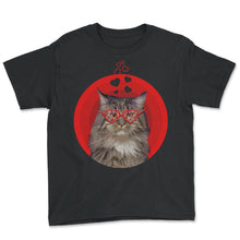 Load image into Gallery viewer, Valentines Day Shirt, Cute Maine Coon Cat Heart Sunglasses Tee, - Youth Tee - Black
