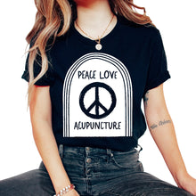 Load image into Gallery viewer, Acupuncture Shirt, Peace Love Acupuncture Tee, Needle Therapist, TCM - Unisex T-Shirt - Black
