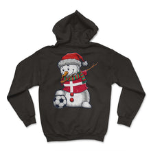 Load image into Gallery viewer, Soccer Boy Dabbing Snowman Christmas Jersey Denmark Shirt, Football - Hoodie - Black
