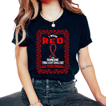 Load image into Gallery viewer, Heart Surgery Shirt, I Wear Red For Someone Floral Tee, CHD Warrior - Unisex T-Shirt - Black
