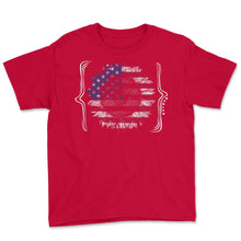 Load image into Gallery viewer, 4th Of July Shirt, Sunflower Graphic America Flag Independence Day - Youth Tee - Red
