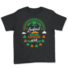 Load image into Gallery viewer, Luckiest Account Executive Ever Shamrock Top Hat St Patricks Day T - Youth Tee - Black
