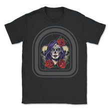 Load image into Gallery viewer, Dia De Los Muertos Shirt, Sugar Skulls Floral Women Skull Skeleton - Unisex T-Shirt - Black
