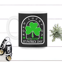 Load image into Gallery viewer, St. Patricks Day Shirt, Born Lucky On St. Patrick's Day, March 17 - 11oz Mug - Black on White
