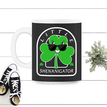 Load image into Gallery viewer, Little Shenanigator, St. Patricks Day Shirt, Irish Girls Lucky Gift - 11oz Mug - Black on White
