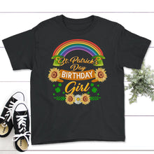 Load image into Gallery viewer, St. Patricks Day Shirt, St. Patrick's Birthday Girl Irish Lucky Lover - Youth Tee - Black
