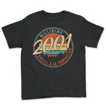 Load image into Gallery viewer, Millésime 2001 Vieilli À La Perfection Humour T Shirt copy - Youth Tee - Black
