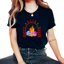 Load image into Gallery viewer, Happy Holi Festival Shirt, Happy Holika Dahan Burning Pyre Tee, - Unisex T-Shirt - Black

