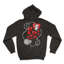 Load image into Gallery viewer, Valentines Day Shirt, Cat Paw Heart Yarn Cute Valentines Tee, - Hoodie - Black
