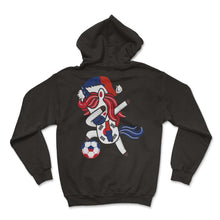 Load image into Gallery viewer, Soccer Girl Dabbing Unicorn Christmas Hat Scarf South Korea Jersey - Hoodie - Black
