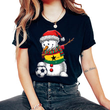 Load image into Gallery viewer, Soccer Boy Dabbing Snowman Christmas Jersey Ghana Shirt, Football - Unisex T-Shirt - Black
