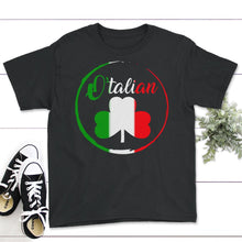 Load image into Gallery viewer, St. Patricks Day Shirt, O'talian Tee, Italian Flag Italia Lucky Lover - Youth Tee - Black
