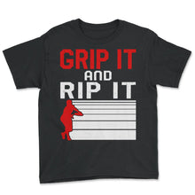 Load image into Gallery viewer, Disc Golf Shirt, Grip It And Rip It Tee, Frisbee Golf Gift Ideas, - Youth Tee - Black
