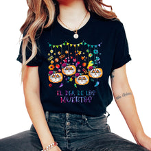 Load image into Gallery viewer, El Dia de Los Muertos Halloween Day of the Dead Pumpkin Sugar Skull - Unisex T-Shirt - Black

