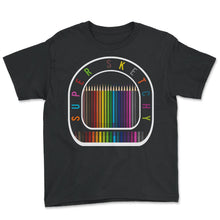 Load image into Gallery viewer, Art Shirt, Super Sketchy Colored Pencils Tee, Art Teacher Painter - Youth Tee - Black
