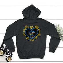 Load image into Gallery viewer, Down Syndrome Awareness Month, Extra Love 3.21 Flower Heart, Down - Hoodie - Black
