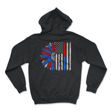 Load image into Gallery viewer, Thin Red &amp; Blue Line American Flag Shirt, Law Enforcement Tee, Police - Hoodie - Black
