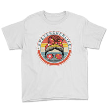 Load image into Gallery viewer, Physical Education Teacher Shirt, Teacher Life Messy Bun Hair Glasses - Youth Tee - White
