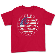 Load image into Gallery viewer, 4th Of July Shirt, Freedom Sunflower America Flag Cool Floral - Youth Tee - Red
